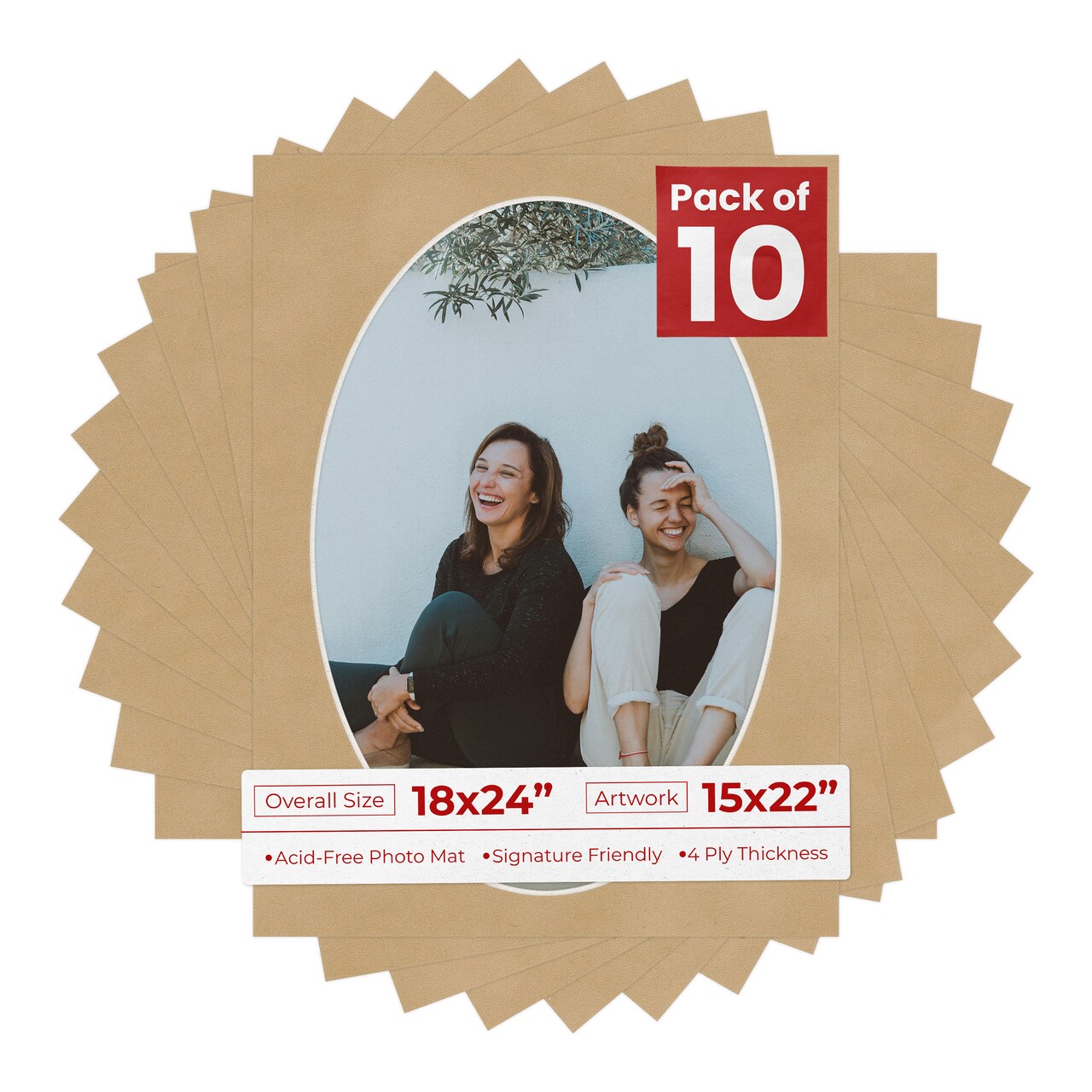 Beige Suede Mat Board for 18x24 Frames - Oval Opening for 15x22 Photos